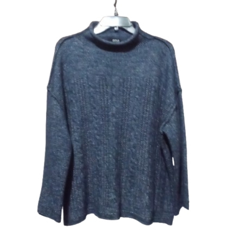 a.n.a Blue Textured Knit Sweater